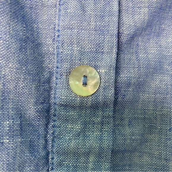 Tahari 100% Linen V-Neck Hooded 3/4 Sleeve Button Back Tunic Top Blue (Size 3X) - Picture 7 of 13